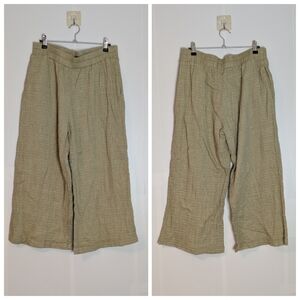 Comfy USA Cropped Wide Leg Cotton Gauzy Pant Size XL Green